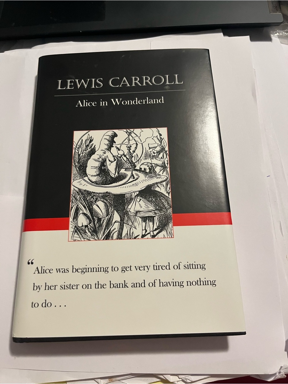 Alice in Wonderland by Lewis Carroll - Black and White Book Cover